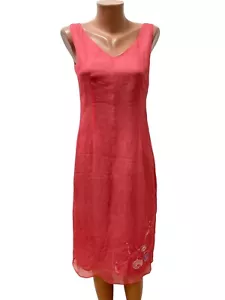MAX&CO by MAX MARA Gr. DE 34 / XS 100% Seide Kleid Korallenfarbe BEstickt - Bild 1 von 6