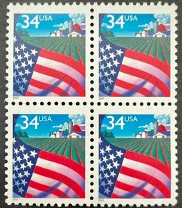 Scott#: 3469 - Flag over Farm 34¢ 2001 AP Perf 11¼ Block of Four MNHOG - Picture 1 of 1