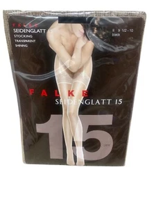 Falke Seidenglatt 15 Black Stockings Transparent Shining II 9 1/2-10 - Picture 1 of 2