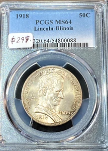 1918 Lincoln Half Dollar PCGS MS64 Beauty Best Price Ebay* CHRC - Picture 1 of 2