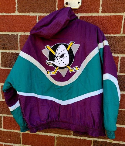 Vintage Anaheim Mighty Ducks Jacket NHL Mens XL Apex One Removable Hood Full Zip Cover