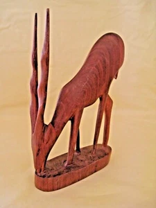 Vintage 1960s MID CENTURY STYLE Hand Carved 8.5" TEAK WOOD DEER ANTELOPE STAG - Bild 1 von 5