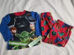 Sz XS NWT Boys Lego Star Wars Fleece Shirt & Pants 2 Pc Pajamas Set ~ Blue & Red - Picture 1 of 4