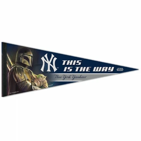 NEW YORK YANKEES MANDALORIAN & GROGU STAR WARS PREMIUM PENNANT 12"X30" BANNER Cover