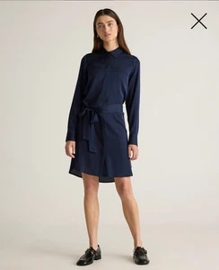 Nuovo con etichetta! Abito Camicia Seta Elasticizzata Quince Navy! Tg. XL! (A85) (LEGGI) - Foto 1 di 11