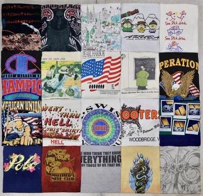 Lote (20) camisetas gráficas vintage Y2K promoción de televisión MMA aflicción azul líquido mezclado Foto 1 de 4