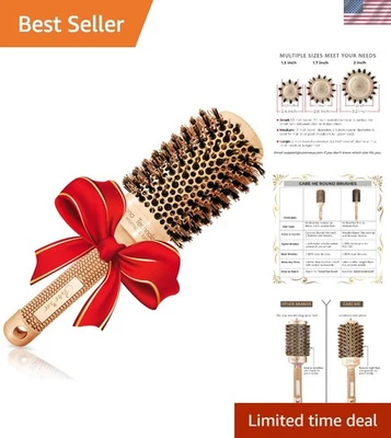 Cepillo redondo de secado por soplado sin frizz con cerdas de jabalí - Perfecto para cabello largo Foto 1 de 4