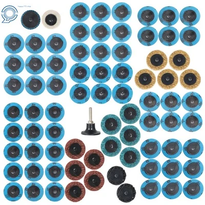 Disco de cambio rápido discos de lijado con bloqueo de rollo de 2" con soporte de 1/4 amoladora 71 piezas Foto 1 de 4