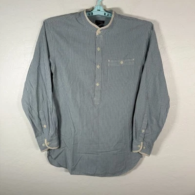 J. Peterman Shirt Mens Small Blue Button Up Long Sleeve Grandad Collarless - Image 1 of 4
