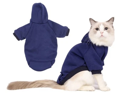 Ropa para mascotas Perro Sudadera con capucha Pequeño Cachorro Gatos Sudadera Ropa Sudadera Azul Marino Foto 1 de 4