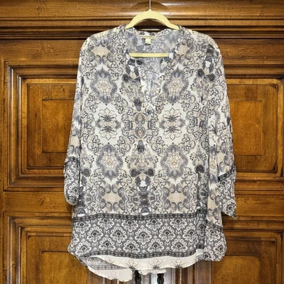 Blusa Energie World Wear para mujer PLUS 3X cachemira boho túnica transparente top cómoda Foto 1 de 4