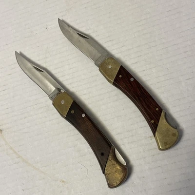 Cuchillo vintage Schrade+ EE. UU. LB7, mango de latón/madera, bloqueo, cuchillo plegable años 80’s Foto 1 de 4