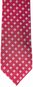 MASSIMO BIZZOCCHI Silk Tie Red with light blue shapes & dots textured 61"-EUC - Picture 1 of 5