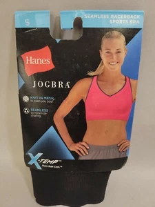 NEU Small Hanes B0820 Jogbra nahtloser bügelloser Sport-BH Small schwarz Neu mit Etikett - Bild 1 von 4