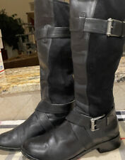 Cole Haan Whitley Womens 10 Knee High Riding Boots Black Buckle Straps 