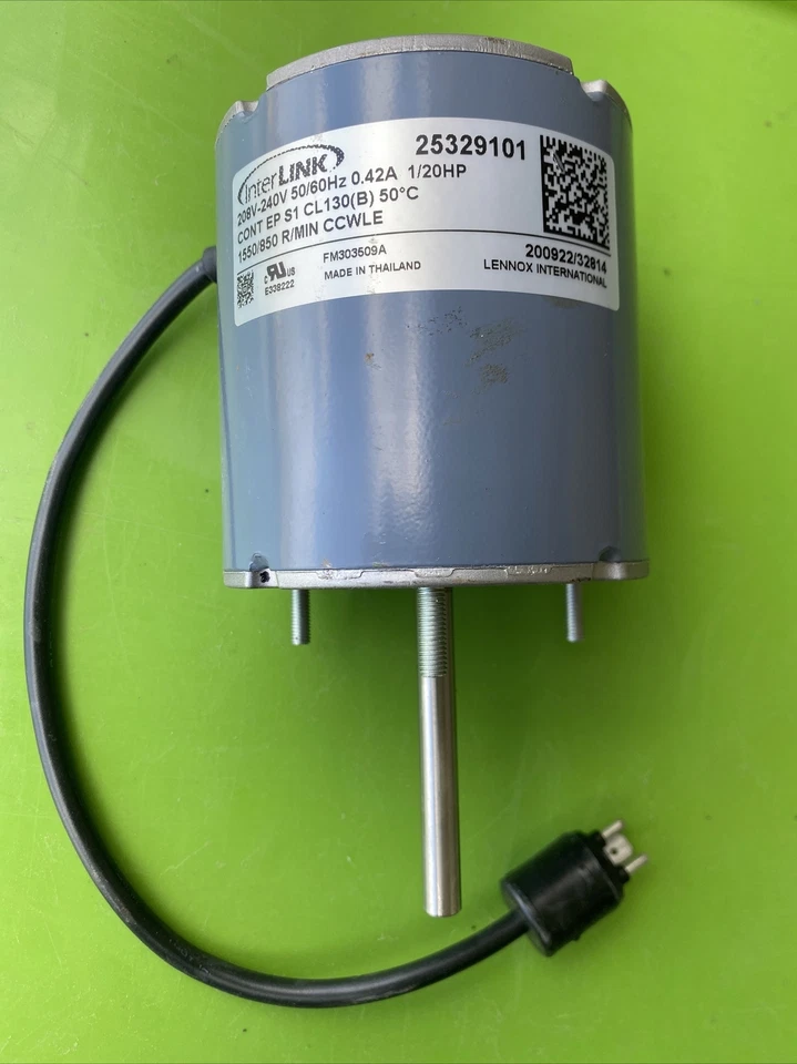 INTERLINK MOTOR Fast Ship- Interlink Evaporator Motor 25329101 240V 50/60Hz 1/20HP 1550/850R/MIN