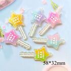 Lucky Star Lock Key Gradient Colorful Resin Charm DIY Keychain Accessory 12pcs S