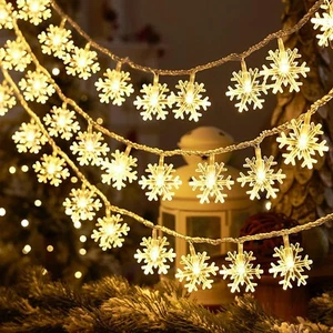 Plastic Snow Flake String Lights for christmas Decoration 4 mtrs 25 led - Picture 1 of 4
