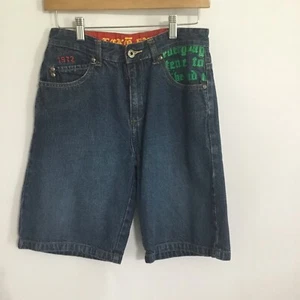 Vintage ECKO UNLTD Shorts Boys 16 Blue Embroidered Rhino Baggy Skater Streetwear - Picture 1 of 11