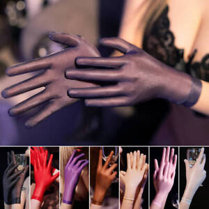Glänzende glänzende kurze Damenhandschuhe seidiges Handgelenk Handschuhe Abend Party Hochzeit Handschuhe