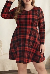 Plus size Women’s Apparel fashion red/black Plaid dress Casual! - Picture 1 of 3