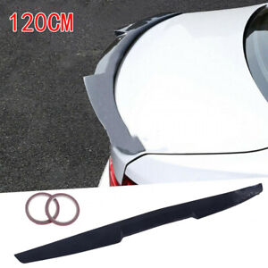 120CM PU Gloss Car Rear Roof Lip Spoiler Tail Trunk Wing Sticker Black Universal