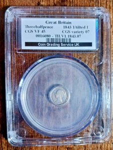 1843 1/inclinado 1- Gran Bretaña 3 medios peniques o 1,5 centavos ¡¡Sin listar en Krause!!! - Imagen 1 de 4