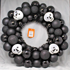 Target Halloween Wreath Shatterproof Bulbs & Skulls Hyde & Eek Black 17 Inches
