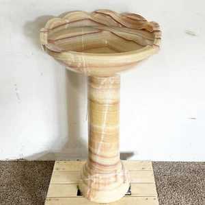 Vintage Green Onyx Marble Pedestal Scalloped Sink - Picture 1 of 10