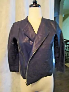 Anthropologie Cleobella Dakota Zip Perforated BLACK Leather Jacket  SM 0-4 MOTO - Picture 1 of 10