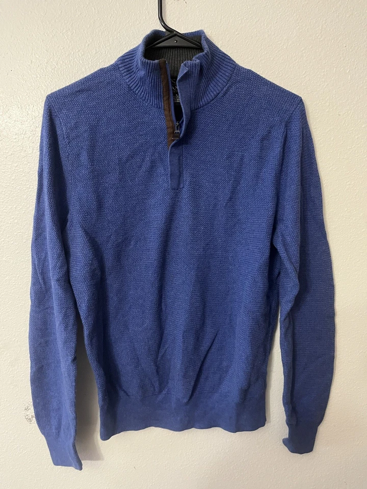 Jos A Bank Sweater Men Small Blue Pullover 1/4 Zip Executive Collection Cotton - Image 1 of 4
