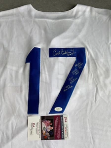BROOKLYN DODGERS- CARL ERSKINE AUTOGRAPH #17 NO HITTER STAT JERSEY JSA AC00315 - Picture 1 of 4