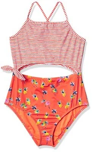 Hobie Girls' Keyhole Side TIE 1PC, Coral, 12 - Picture 1 of 2