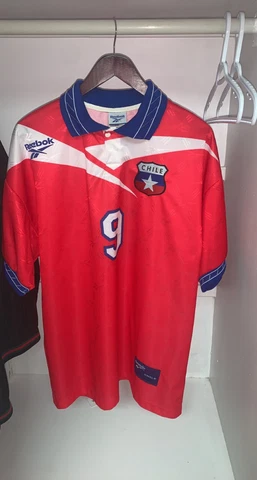 1998 World Cup Chile Ivan Zamorano #9 Home Soccer/football Jersey/shirt Large Cover