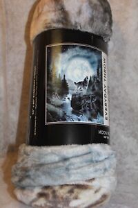 Royal Comfort 100% Polyester "Moon Wolf" throw afghan blanket 50" x 60"
