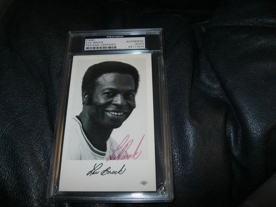 Lou Brock Autographed Card PSA Cert Encapsulated - Image 1 of 4