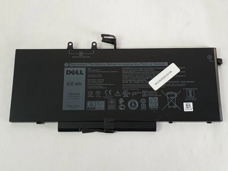 Batería para computadora portátil Dell 4GVMP 8500mAh 4 celdas para Latitude 5400 5500 Foto 1 de 4