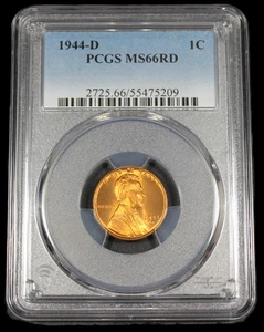 1944 D LINCOLN WHEAT CENT PENNY PCGS MS 66 UNC MS66RD US COIN CERT # 55475209 - Bild 1 von 2