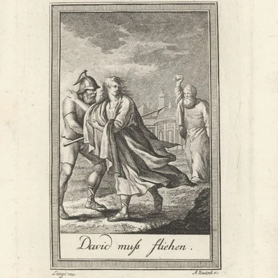 Bibel Altes Testament David flieht Saul Weltgeschichte Orig Kupferstich 19 Jh - Bild 1 von 3