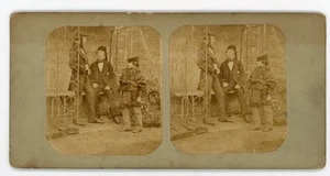 Tarjeta estereoscópica Stereoview principios de 1854 vista de tres escolares  - Imagen 1 de 2