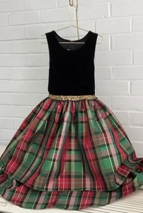 Girls Size 10 Bonnie Jean Fancy Party Holiday Christmas Plaid Hi-Lo Dress - Picture 1 of 8