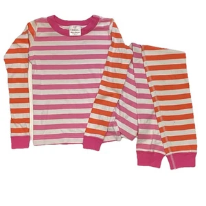 Hanna Andersson Size 8 (130 cm) Girl Organic Cotton Striped Pajamas Pink/Orange - Picture 1 of 5