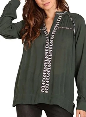 Túnica Anthropologie Tularosa Wyatt para mujer pequeña verde bordada La Rochelle Foto 1 de 4