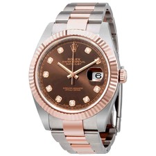 Rolex Datejust 41 Chocolate Diamond Dial Steel and 18k Everose Gold Oyster Men's Watch Item No. 126331chdo