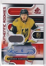 2022-23 UD SP GAME USED AUTHENTIC ROOKIES AUTO JERSEY VGK KAEDAN KORCZAK /149