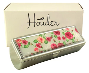 Estuche lápiz labial con espejo portaviaje organizador de maquillaje flor regalo metal - Imagen 1 de 5