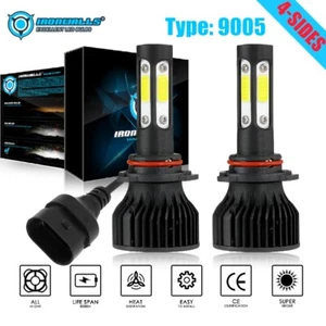 4-sides 9005 HB3 LED Headlight Bulbs Conversion Kit Super White Bright High Beam - Picture 1 of 12