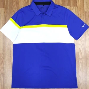 NIKE GOLF DRI-FIT STANDARD FIT POLYESTER SHIRT BLUE, YELLOW & WHITE Sz LARGE, L - Picture 1 of 4