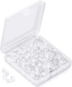 Silicone Earring Backs Backings 1200 Pcs Soft Clear Ear Safety - Picture 1 of 7
