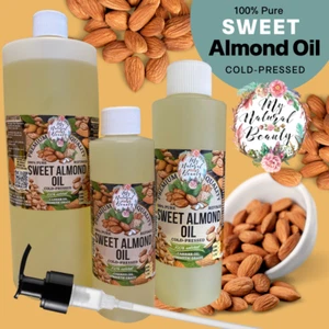 SWEET ALMOND OIL ~100% PURE PREMIUM GRADE Cold Pressed-250ml, 500ml, 1Litre.. - Picture 1 of 6